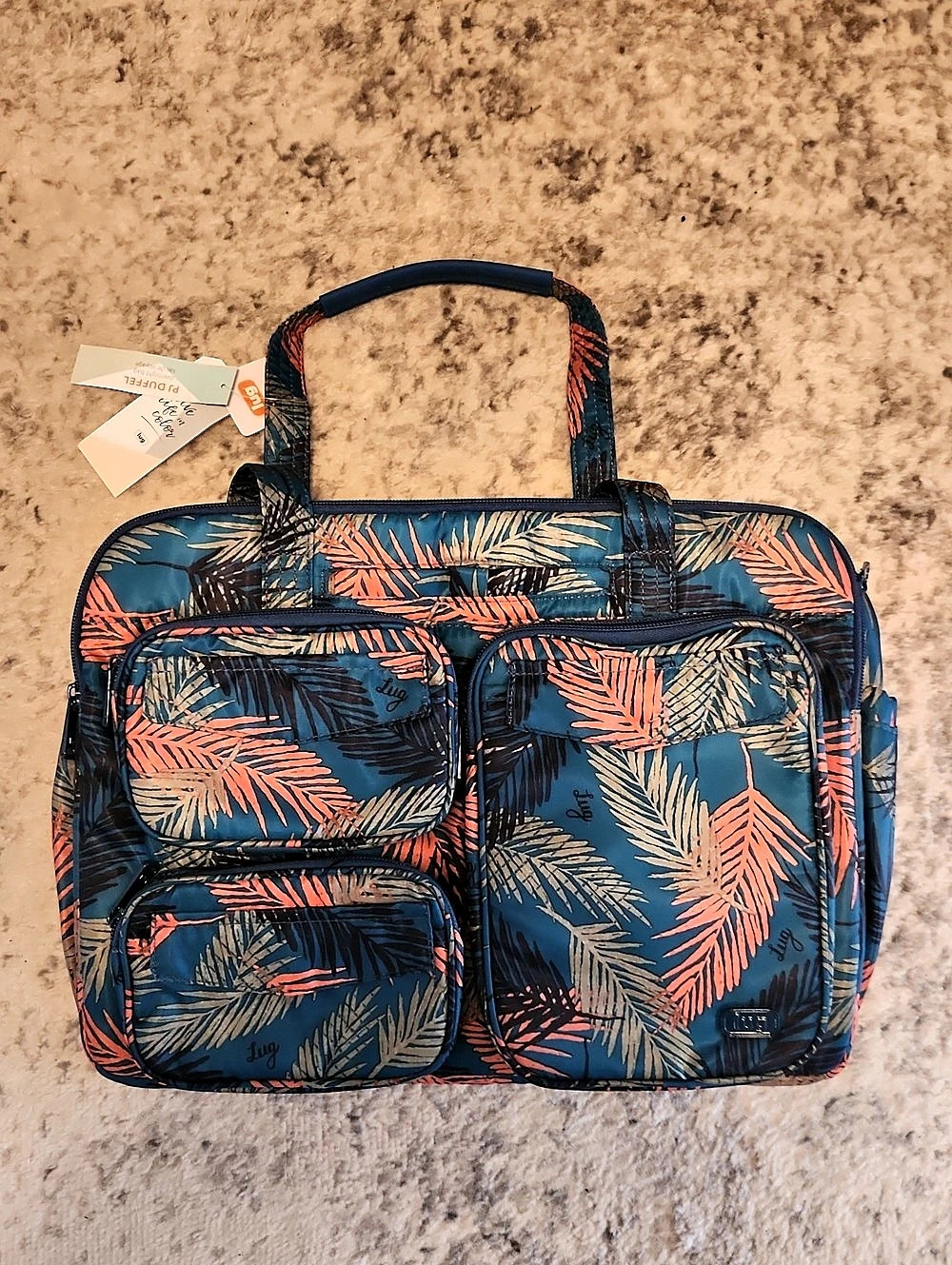 Lug PJ Duffel Travel Bag Palm Frond Print NWT